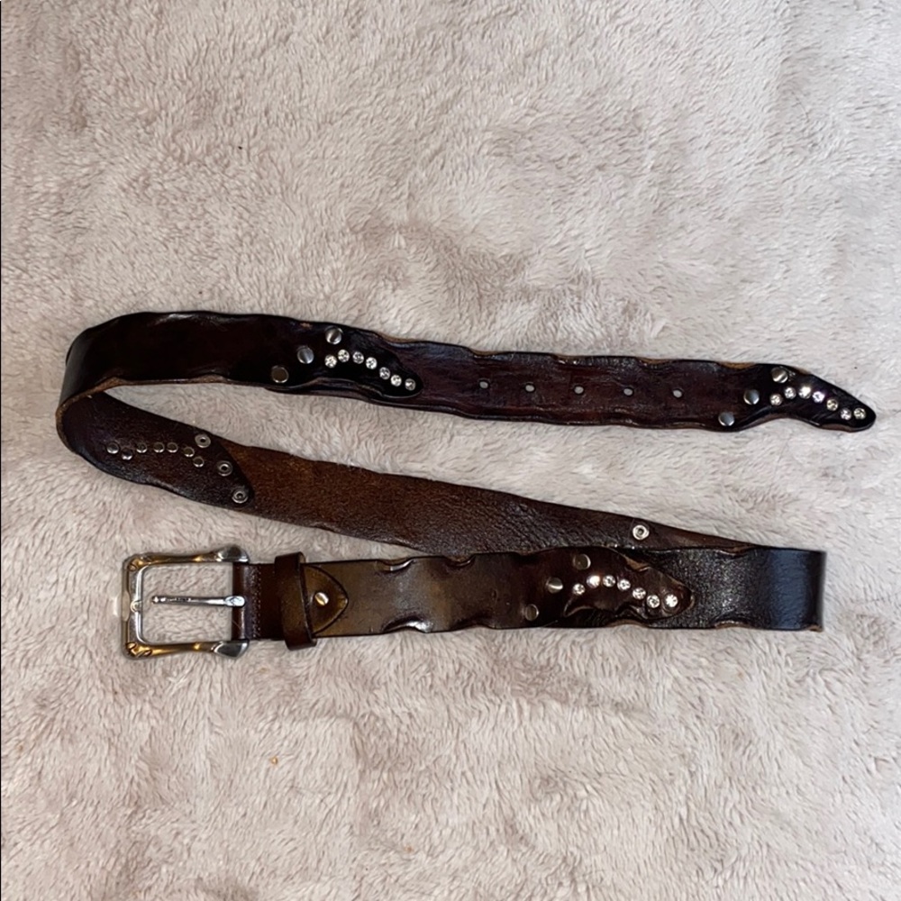 Brown Leather & Rhinestone belt